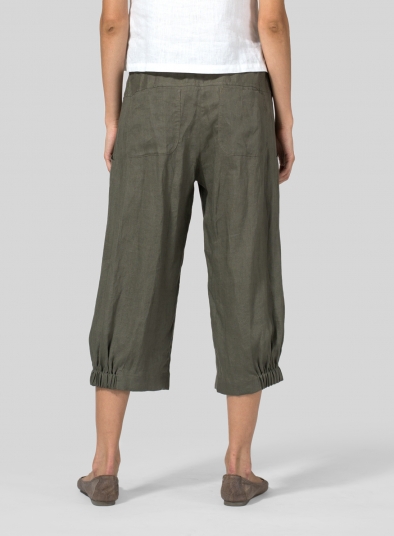 Linen Crumple Effect Harem Pants