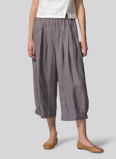 Linen Crumple Effect Harem Pants