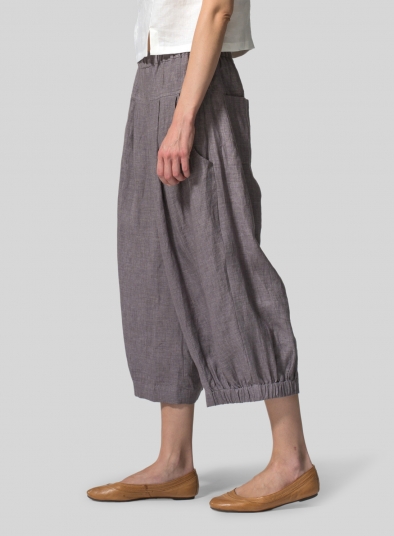 Linen Crumple Effect Harem Pants