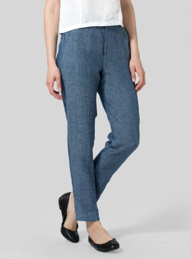 Linen Slim Ankle Pants