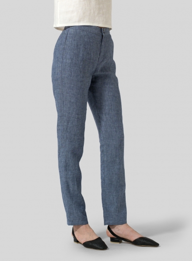 Linen Slim Ankle Long Pants