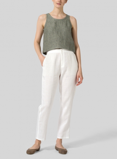 Linen Slim Ankle Long Pants