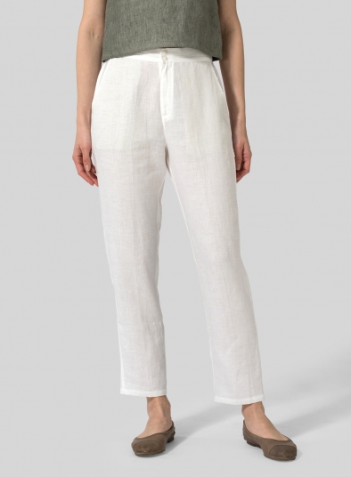 Linen Slim Ankle Long Pants