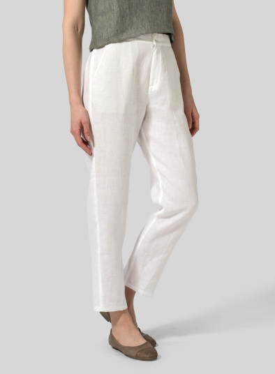 Linen Slim Ankle Long Pants