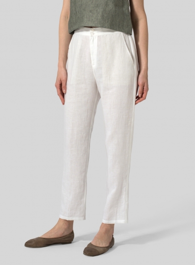 Linen Slim Ankle Long Pants