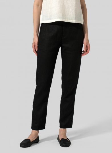 Linen Slim Ankle Long Pants