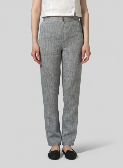 Linen Slim Ankle Long Pants