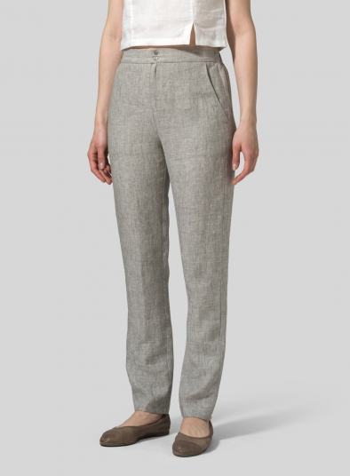 Linen Slim Ankle Long Pants