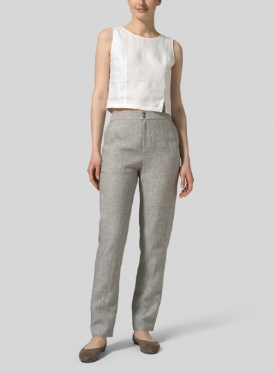 Linen Slim Ankle Long Pants