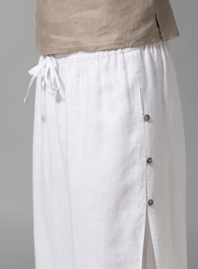 Linen Double-Layer Cropped Pants With Sea Shell Button