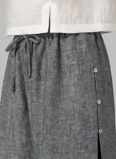 Linen Double-Layer Cropped Pants With Sea Shell Button