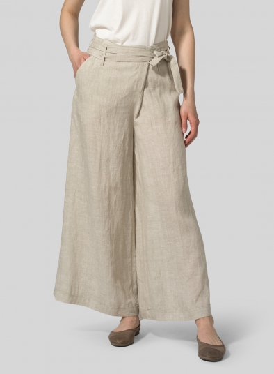 Linen Wide-Leg Extra Long Pants