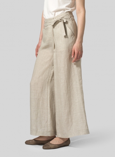 Linen Wide-Leg Extra Long Pants