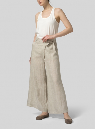 Linen Wide-Leg Extra Long Pants