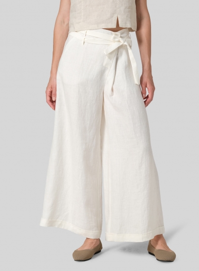 Plus size shop white linen capris