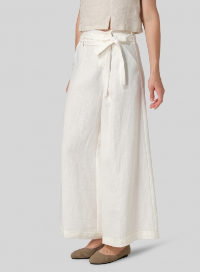 Linen Wide-Leg Extra Long Pants