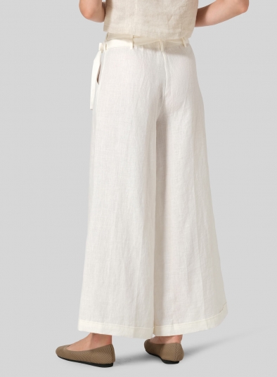 Linen Wide-Leg Extra Long Pants