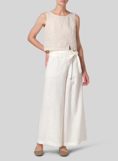 Linen Wide-Leg Extra Long Pants