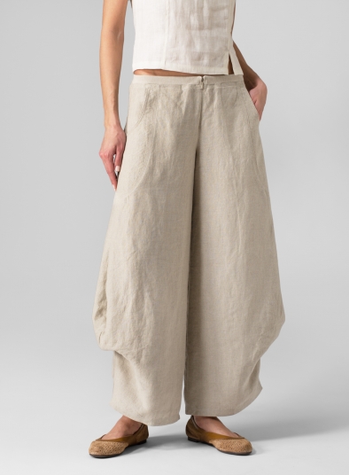 White Linen Low Back Tank with Flared Leg Pants