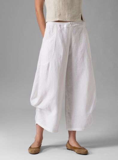 Linen Flared Leg Crop Pants