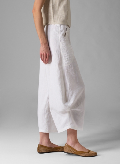 Linen Flared Leg Crop Pants