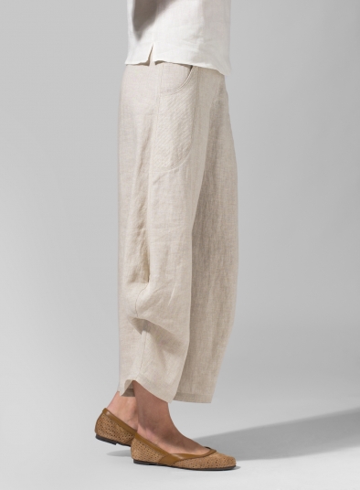 Linen Flared Leg Crop Pants