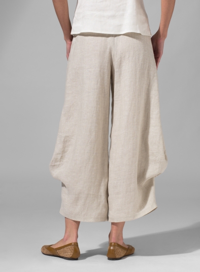 Linen Flared Leg Crop Pants