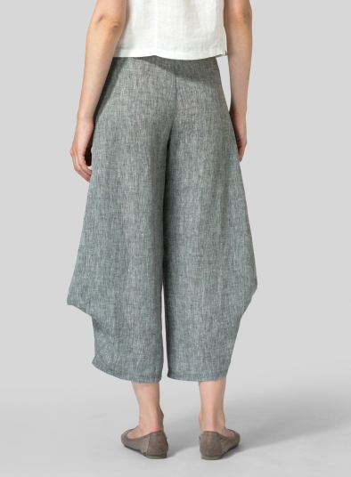 Linen Flared Leg Crop Pants