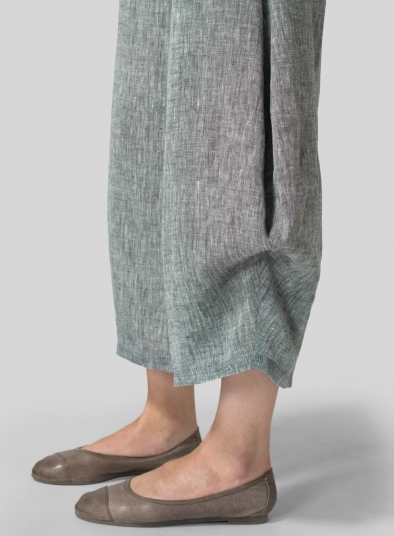 Linen Flared Leg Crop Pants