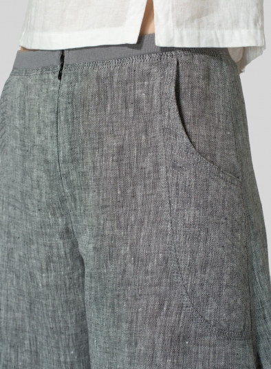 Linen Flared Leg Crop Pants