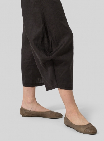 Linen Flared Leg Crop Pants