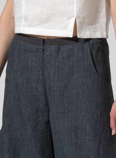 Linen Flared Leg Crop Pants