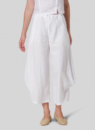 Linen Flared Leg Crop Pants