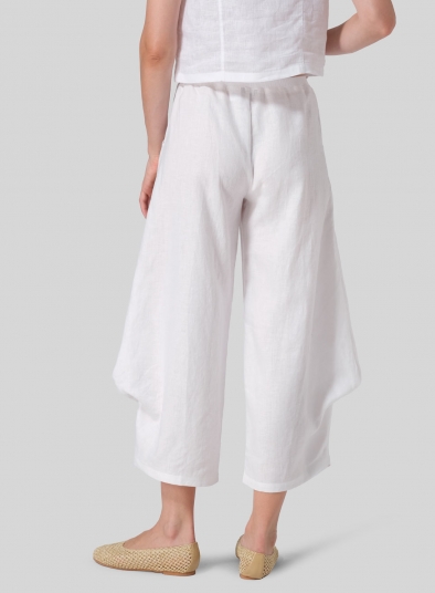 Linen Flared Leg Crop Pants