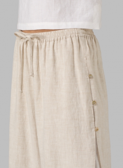 Linen Double Layer Pants With Sea Shell Button