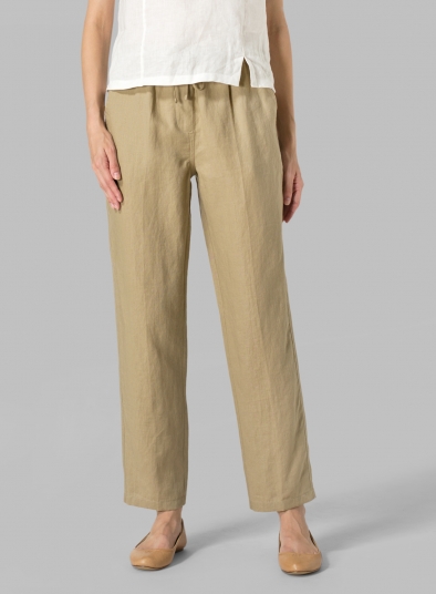 Linen Casual Ankle Length Pants - Plus Size