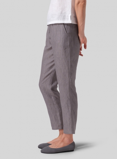 Linen Casual Ankle Length Pants