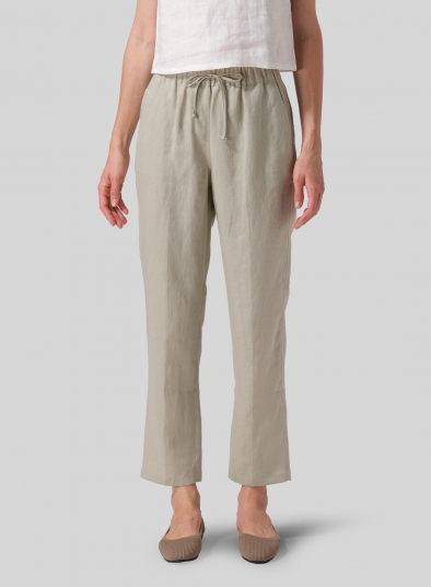 Linen Casual Ankle Length Pants