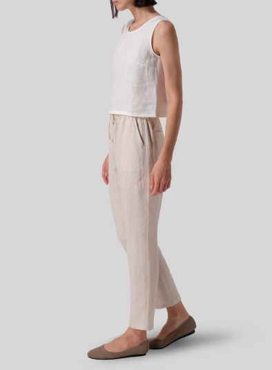 Linen Casual Ankle Length Pants