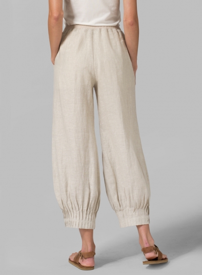 Linen Pleated Cuff Crop Pants