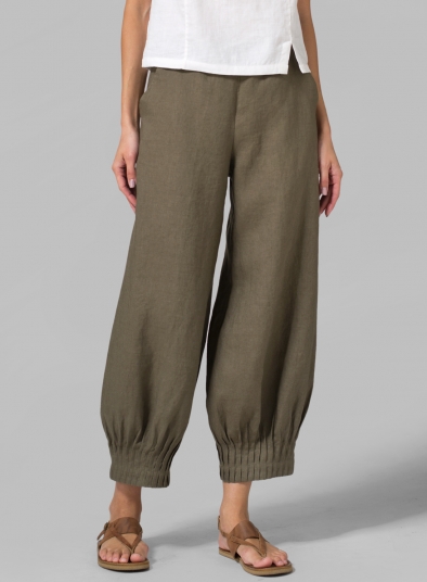 Linen Regular Fit Crop Pants