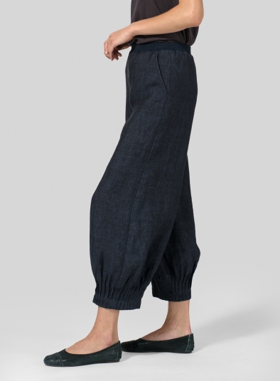 Linen Pleated Cuff Crop Pants