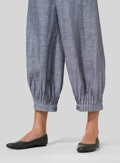 Linen Pleated Cuff Crop Pants