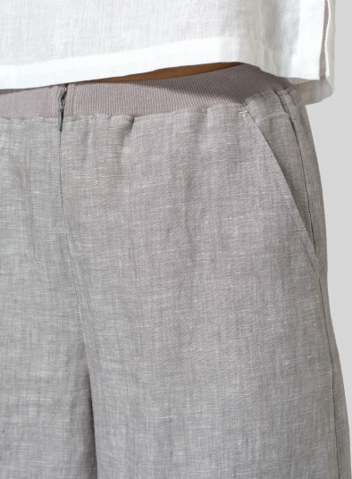 Linen Pleated Cuff Crop Pants