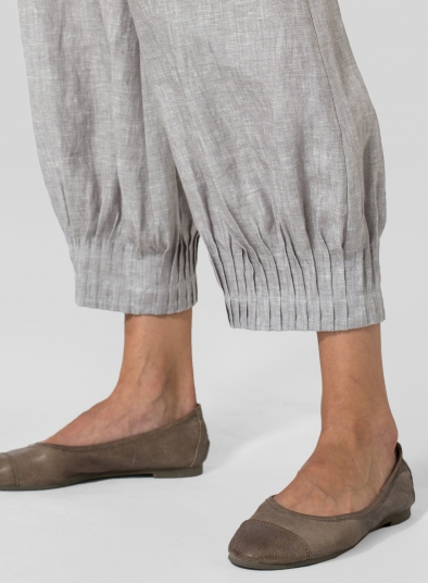 Linen Pleated Cuff Crop Pants