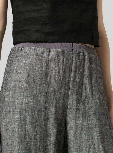 Linen Pleated Cuff Ankle Length Pants