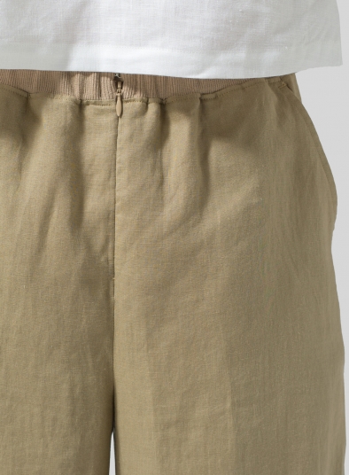 Linen Pleated Cuff Ankle Length Pants