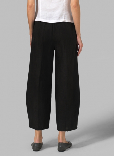 Linen Embroidered Crop Pants