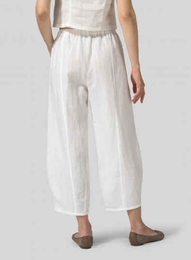 Linen Embroidered Crop Pants