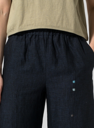 Linen Embroidered Ankle Length Pants